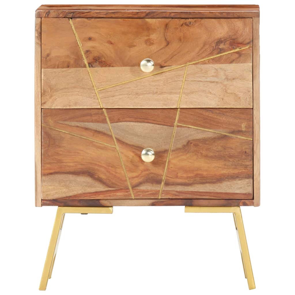 vidaXL Nightstand, Bedside Table for Home Bedroom, Nightstand with 2 Drawers Bedroom Furniture, Bed Storage Table, Retro, Solid Teak Wood